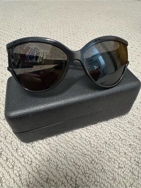 Balenciaga Women's Black Oversized Cat-Eye Sunglasses with Dark Lenses